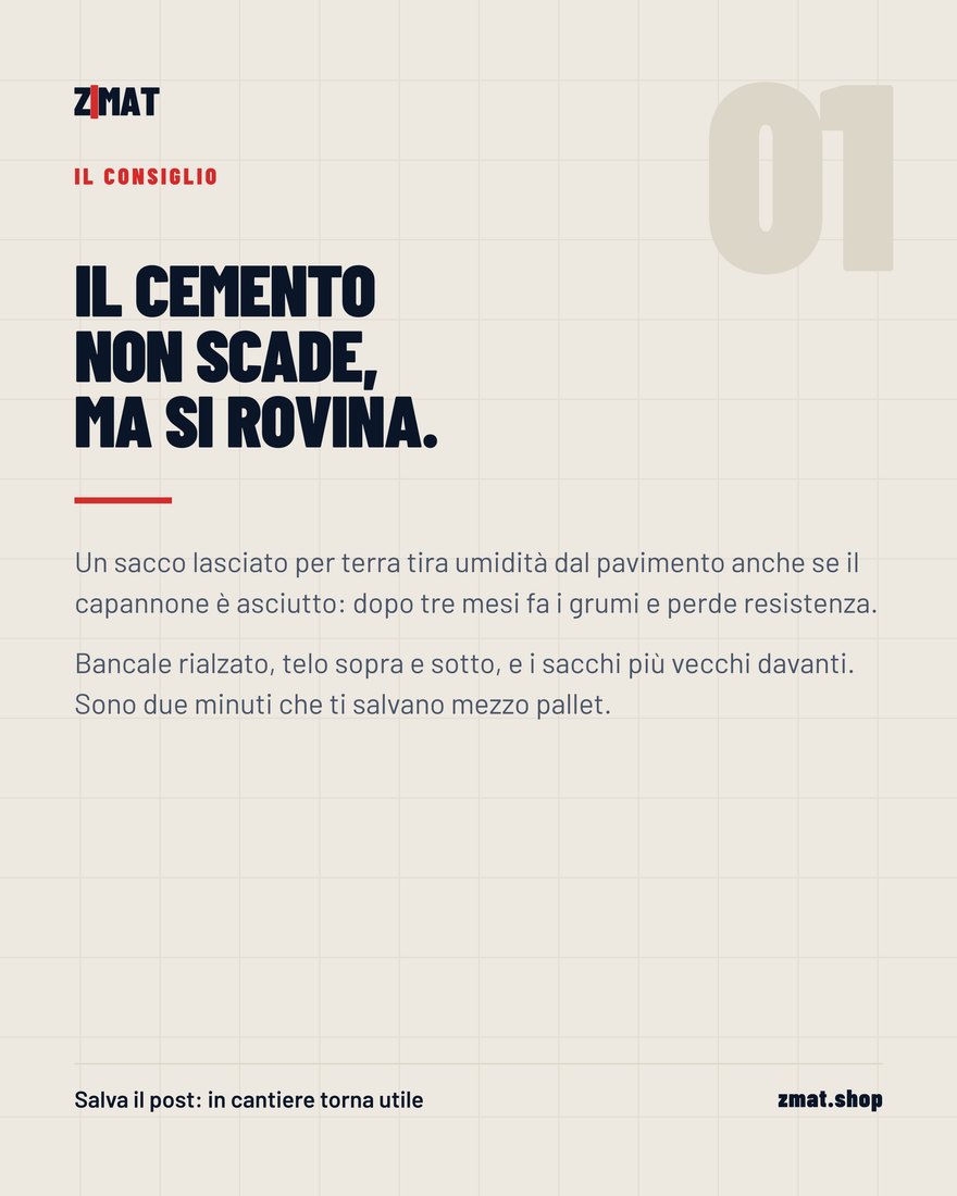 Come si conserva il cemento in cantiere